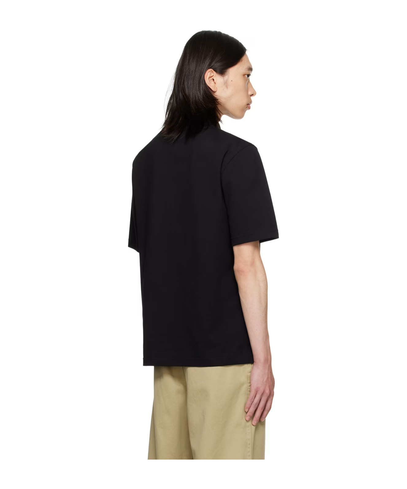 Lanvin Polo Shirt With Lapel Short Sleeve In Black