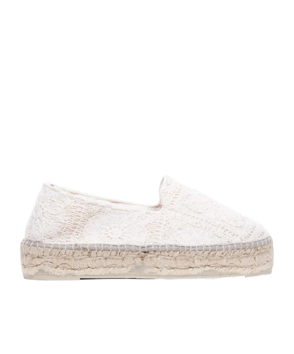 Manebi Embroidered Flat Espadrilles In White