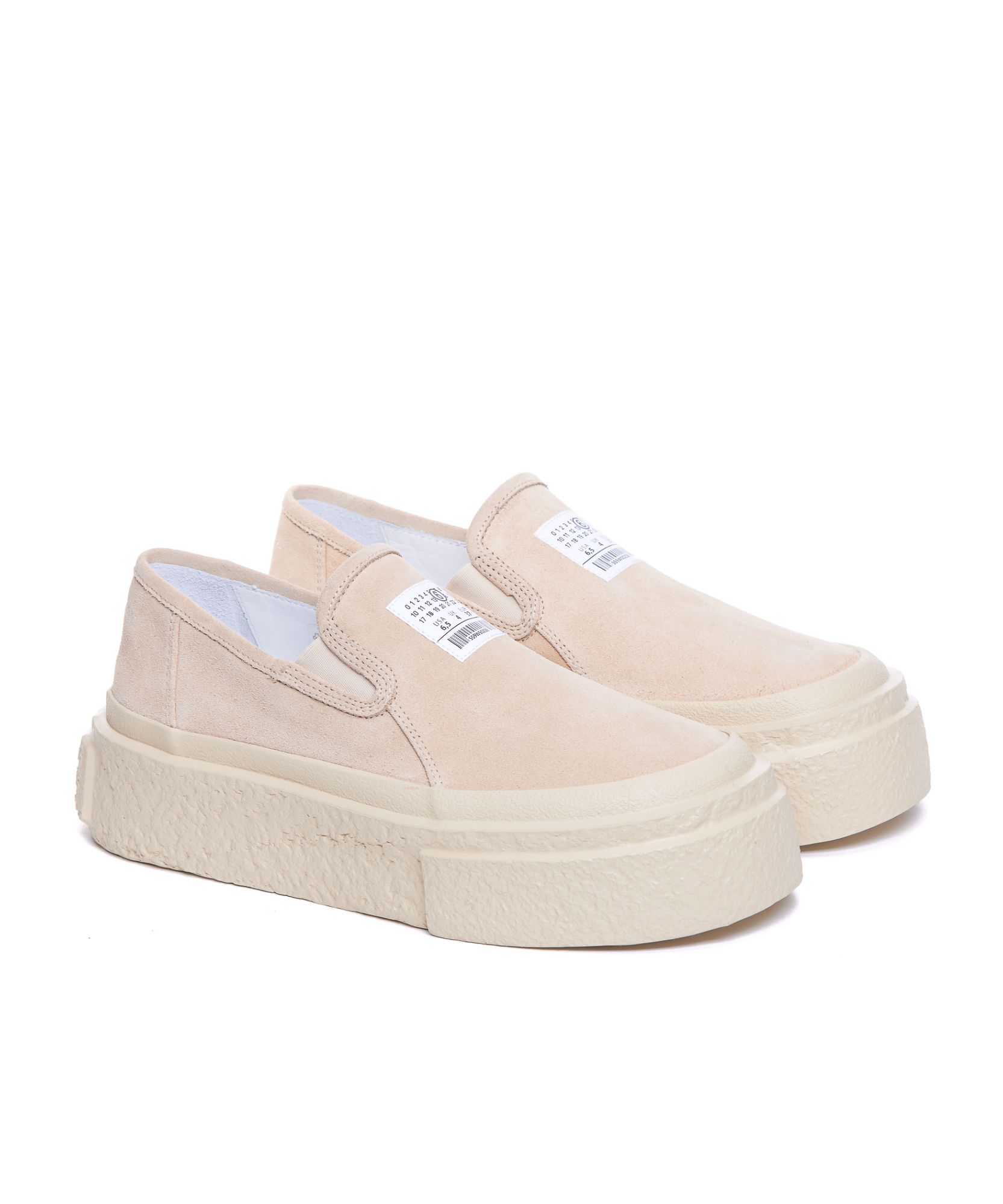 Mm6 Maison Margiela Numbers Motif Sneakers In Nude