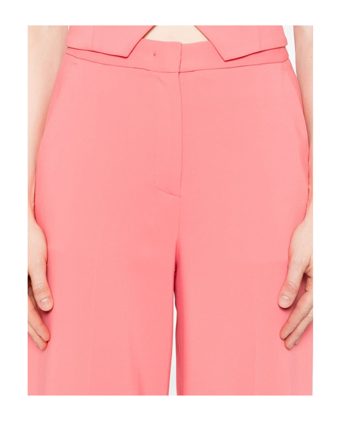 Pinko Wide-leg Trousers With Concealed Fastening In Pink
