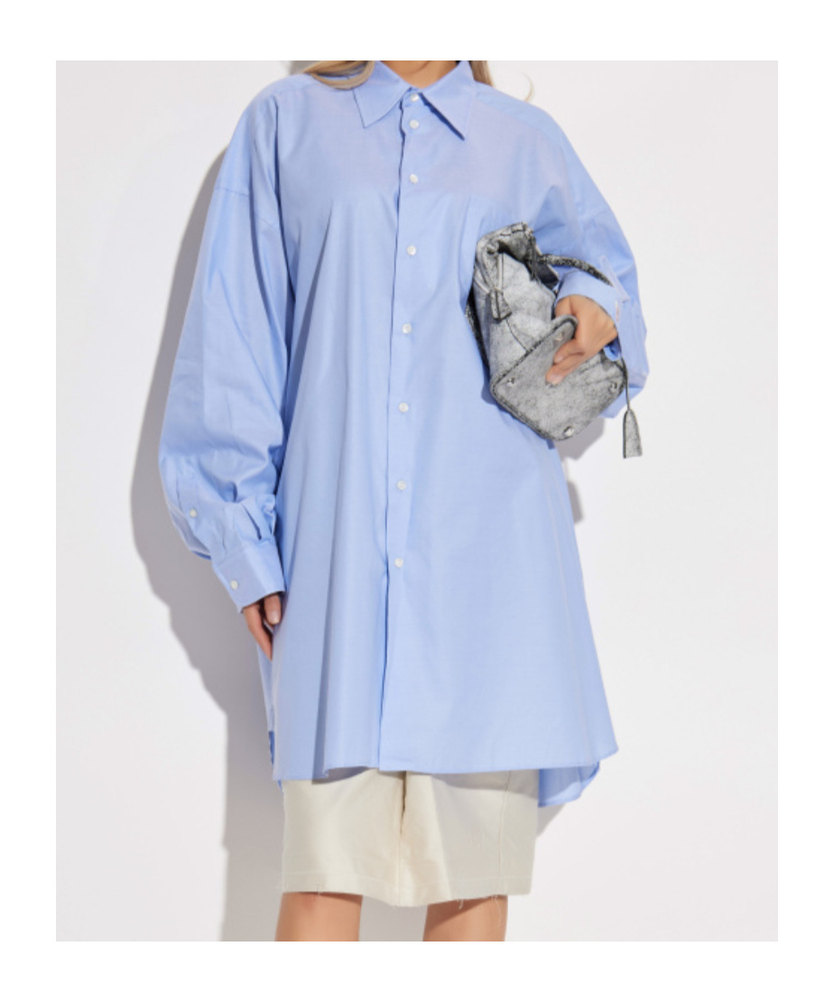 Maison Margiela Balloon-sleeve Cotton Shirt In Blue