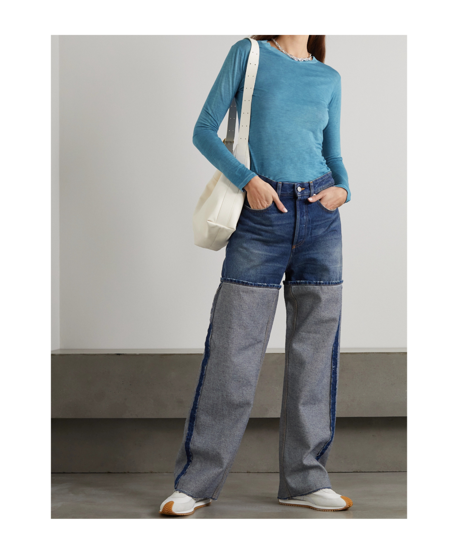 Baserange Round Neck Long-sleeved T-shirt In Blue