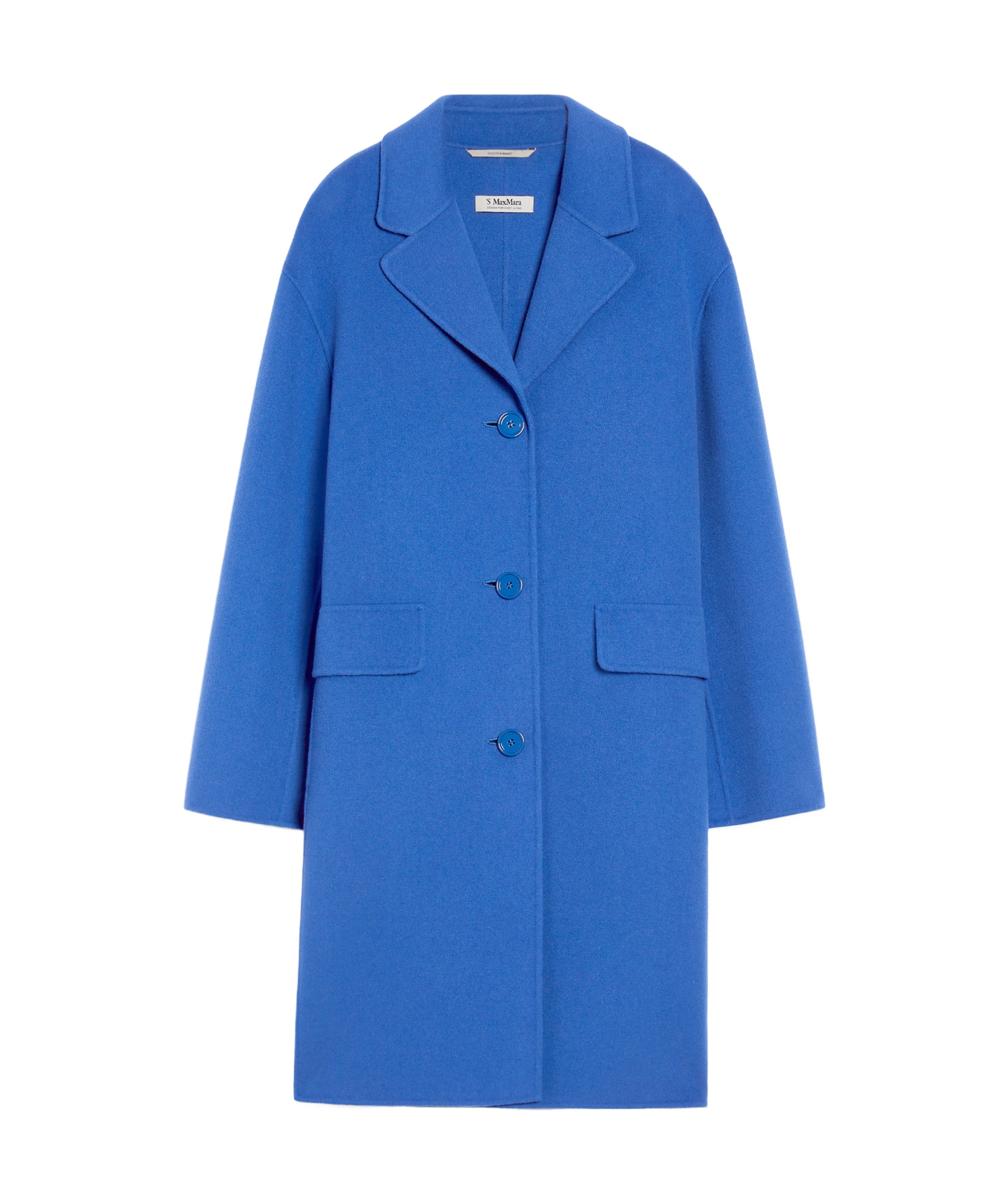 Max Mara Lapel Long-sleeved Coat In Blue