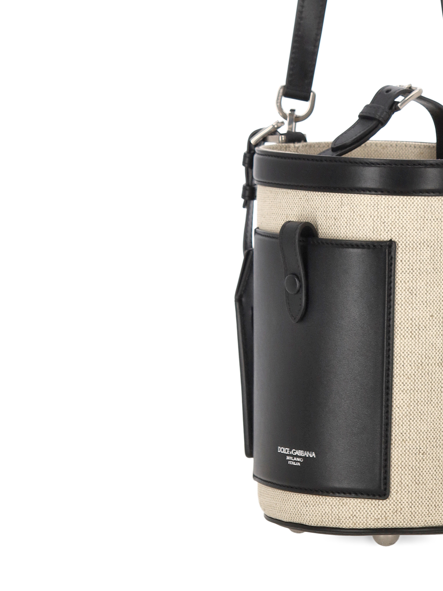 Dolce & Gabbana Canvas Messenger Bag Adjustable Strap In Black
