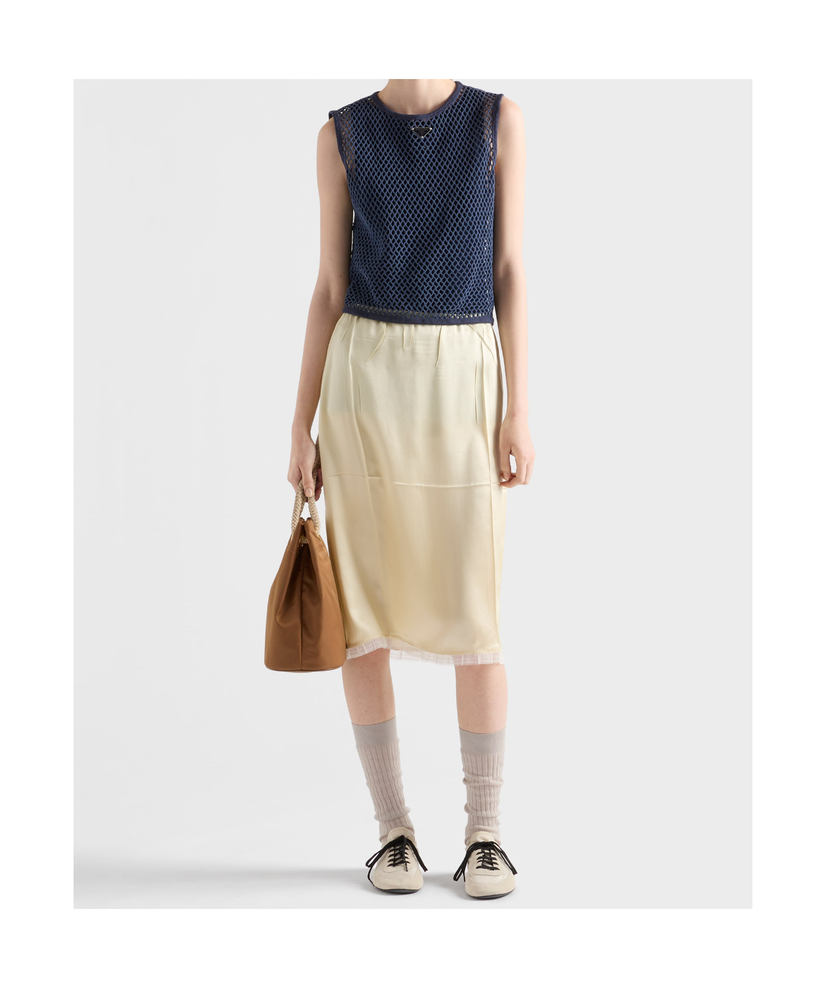 Prada Mesh Sleeveless Top In Sea-blue