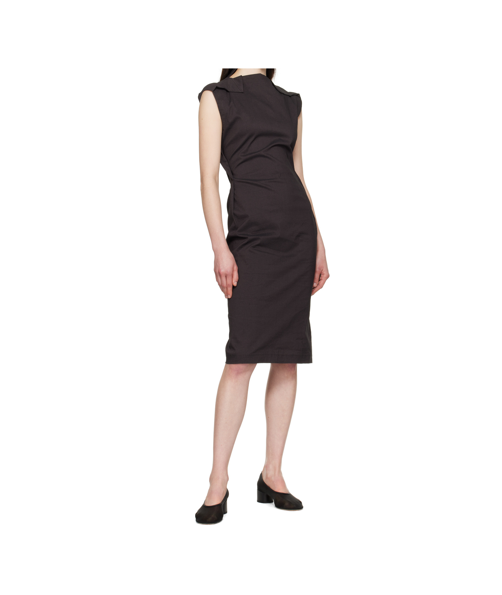 Issey Miyake Brown Ample Midi Dress In Brown