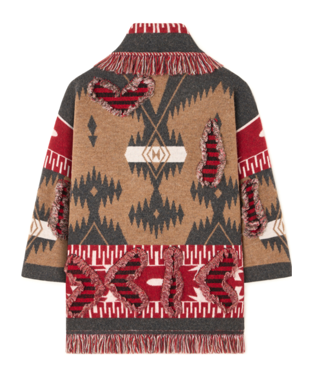 Alanui Grunge Anthem Fringed Patterned Coat In Multi