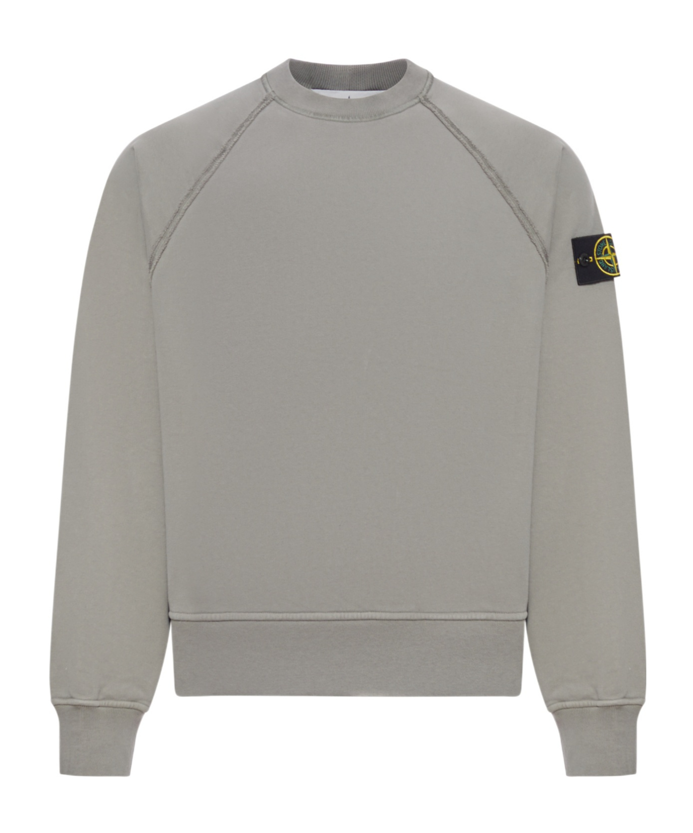 Stone Island Crew Neck Sweatshirt In Organic Brushed Cotton In Gray