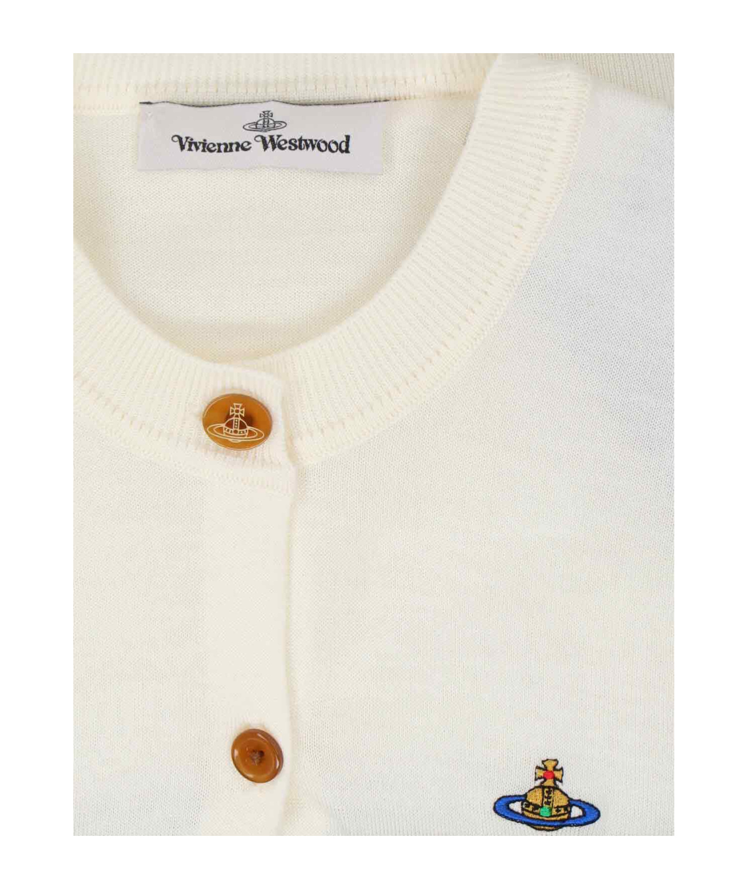 Shop Vivienne Westwood Bea Knit Cropped Cardigan In White
