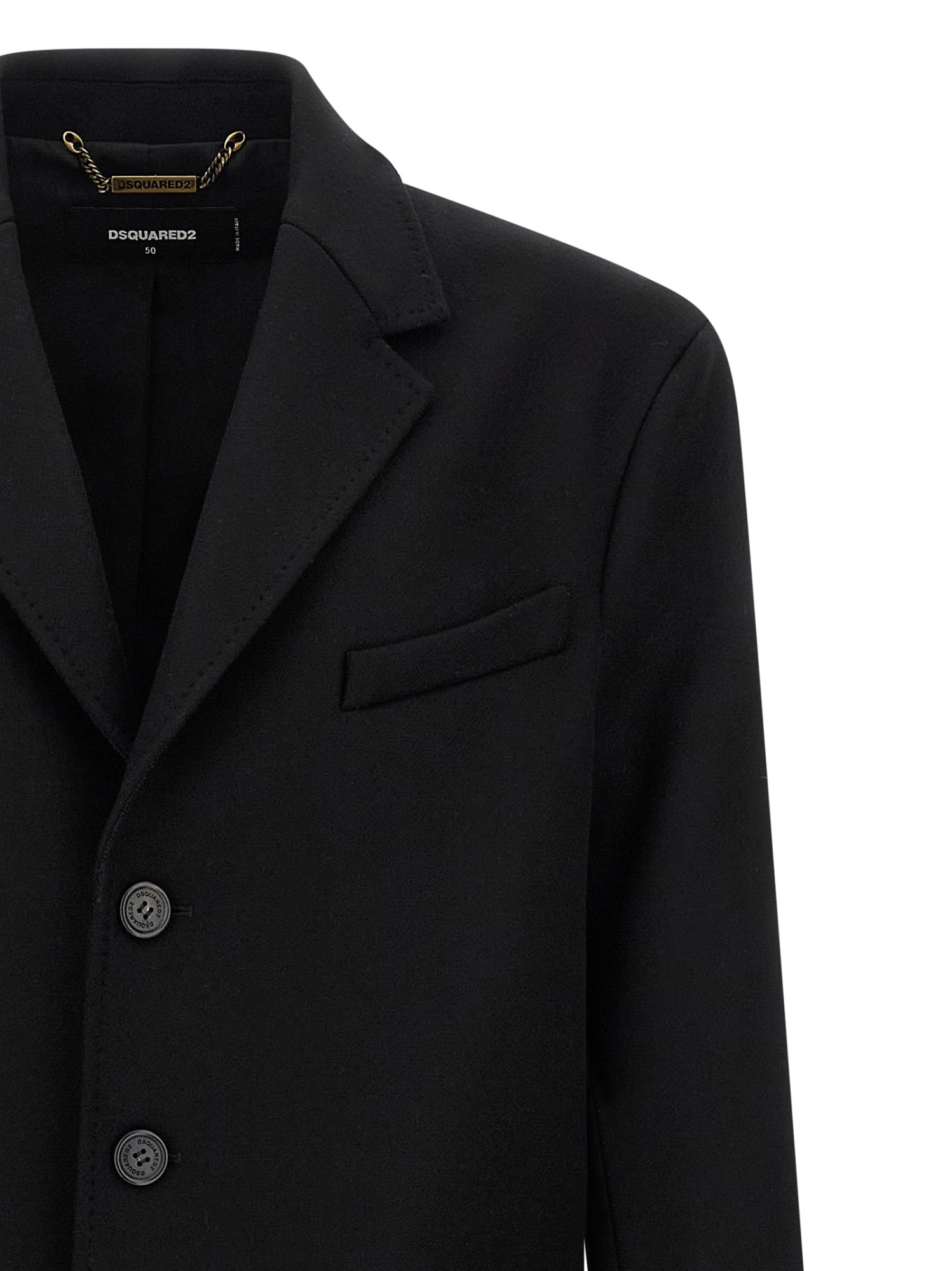 Dsquared2 Single-breasted Midi Coat In Black