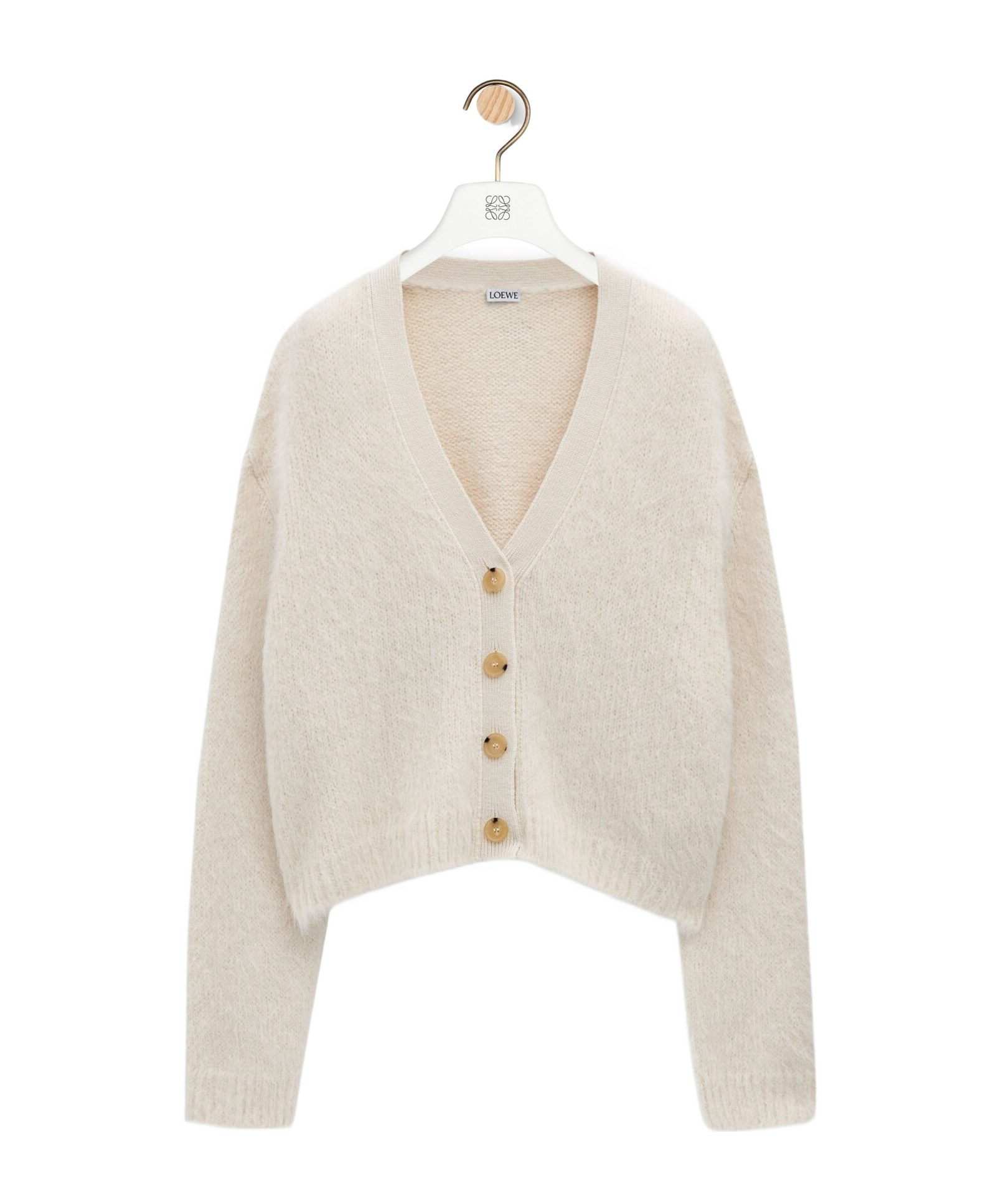 Shop Loewe Cardigan In Alpaca And Wool Blend In White