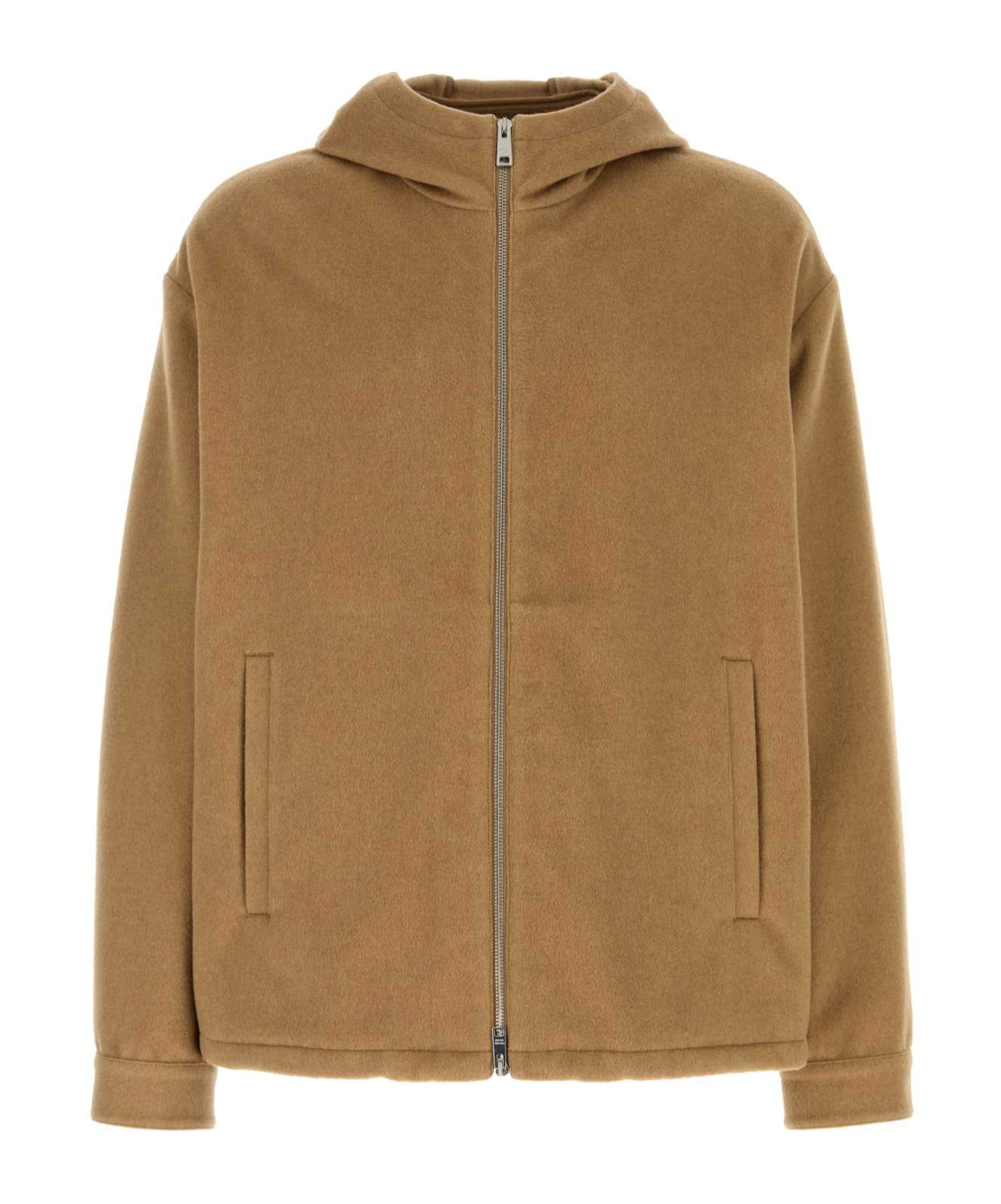 Prada Long-sleeved Casual Jacket In Camel Brown