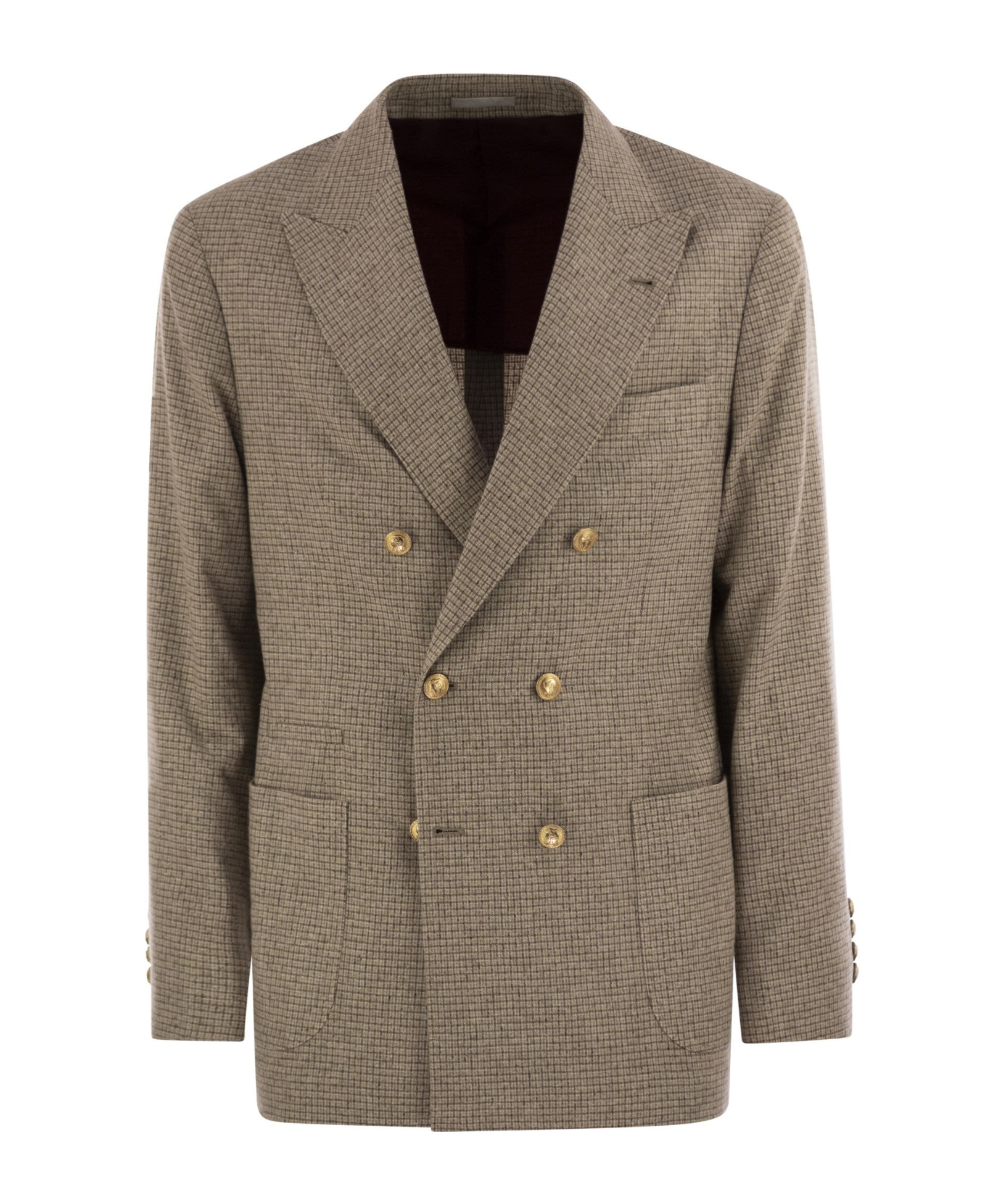 Brunello Cucinelli Beige Wool And Silk Double-breasted Blazer