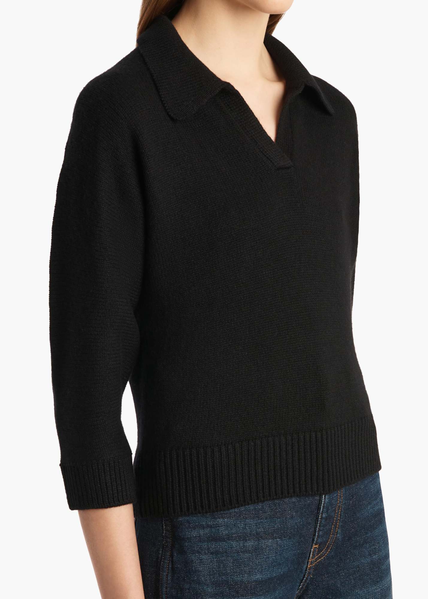Khaite Black Cashmere Herve Polo Shirt In Black