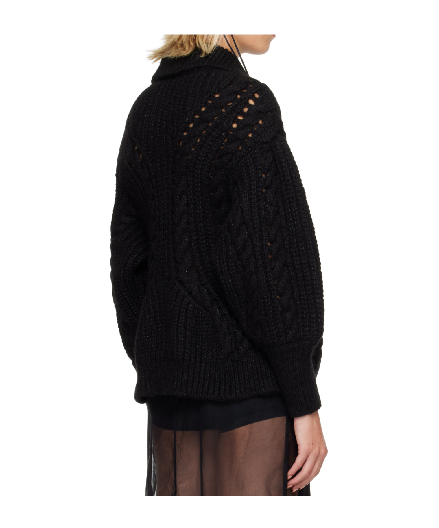 Simone Rocha Black Sculpted Chunky Knit Cardigan In Black