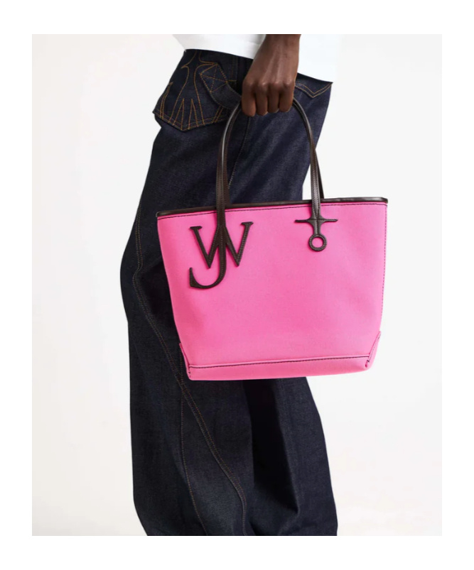 Jw Anderson Small Anchor Canvas  Leather Tote In Pink In Pink