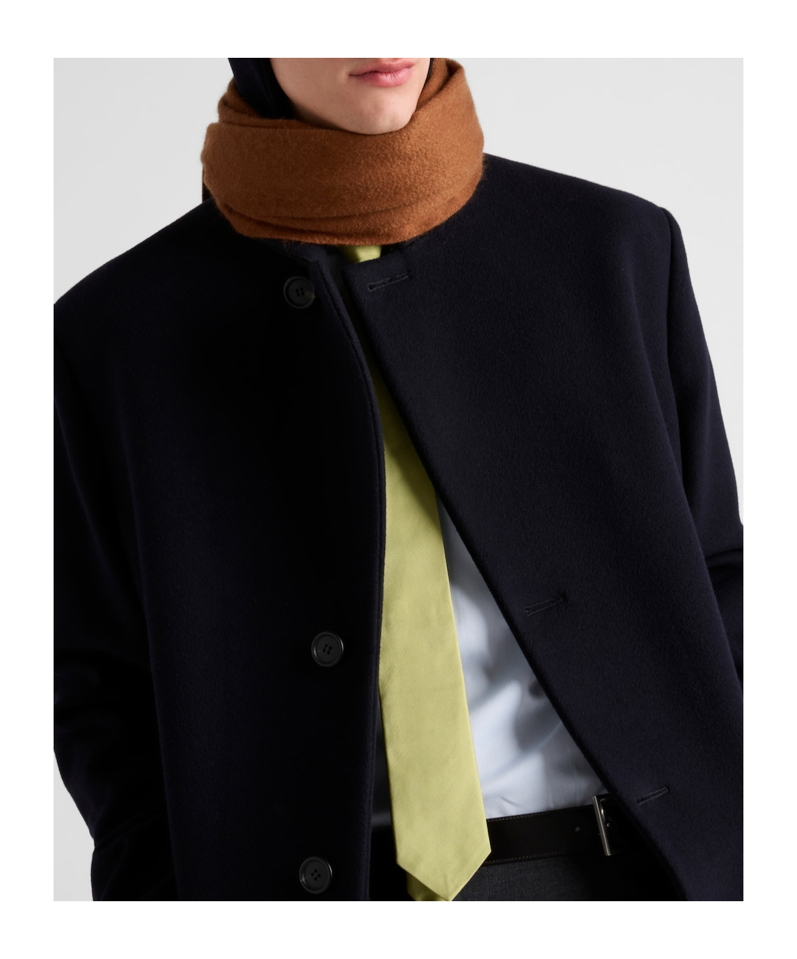 Prada Midnight Wool Blend Coat In Navy Blue