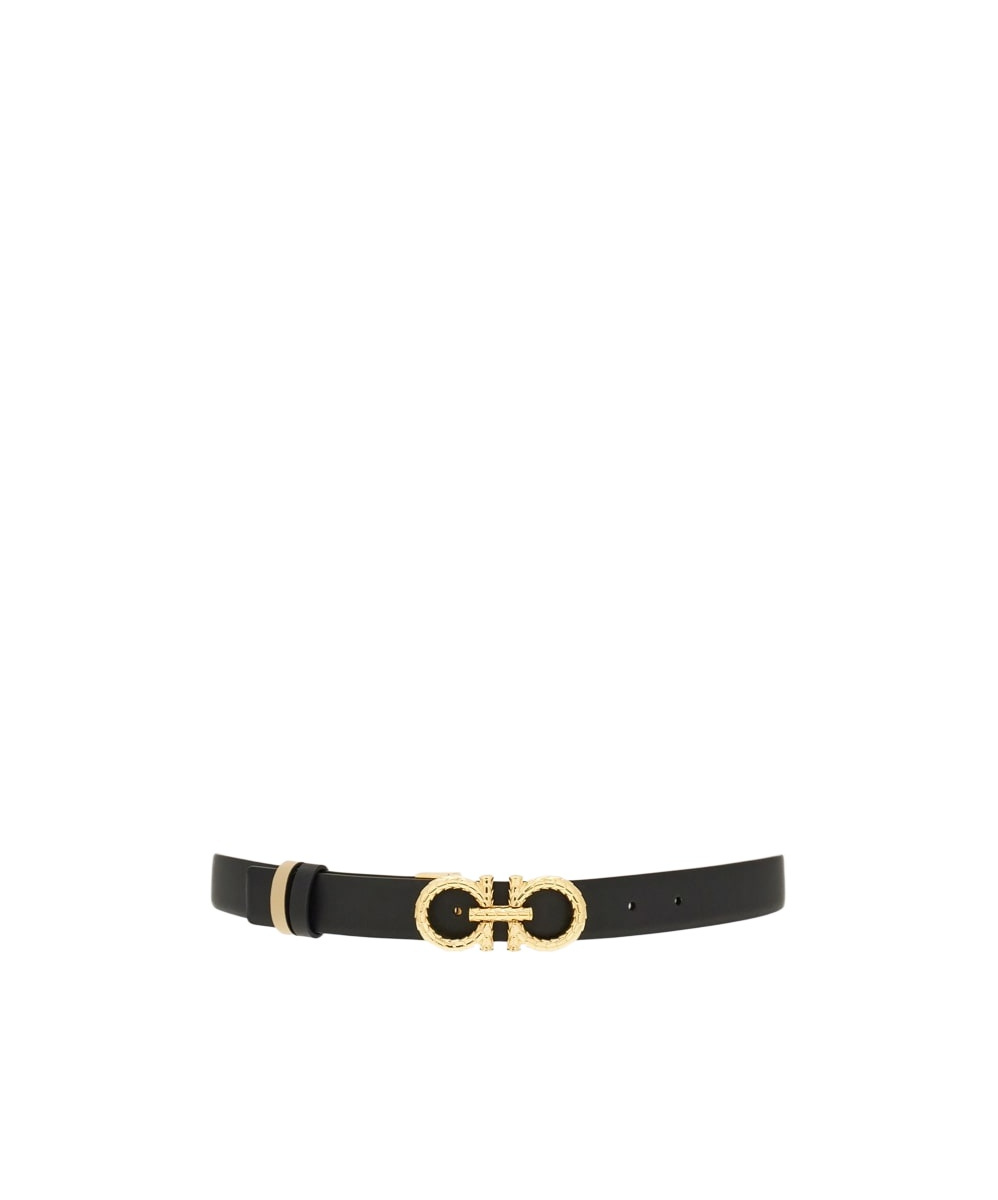 Ferragamo Adjustable Waist Belt In Black