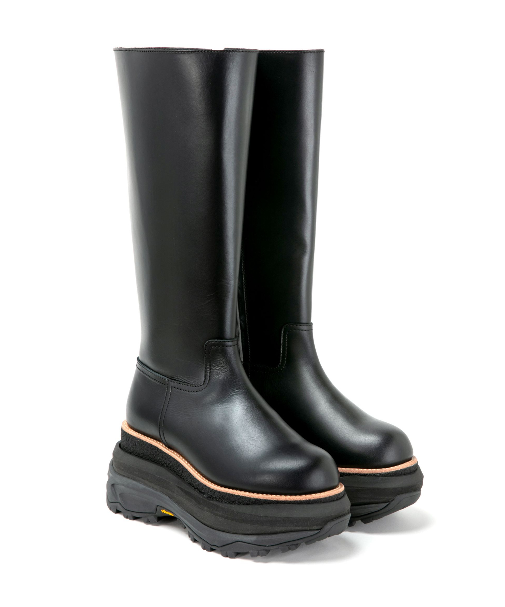 Sacai Round-head Short Boots In Black