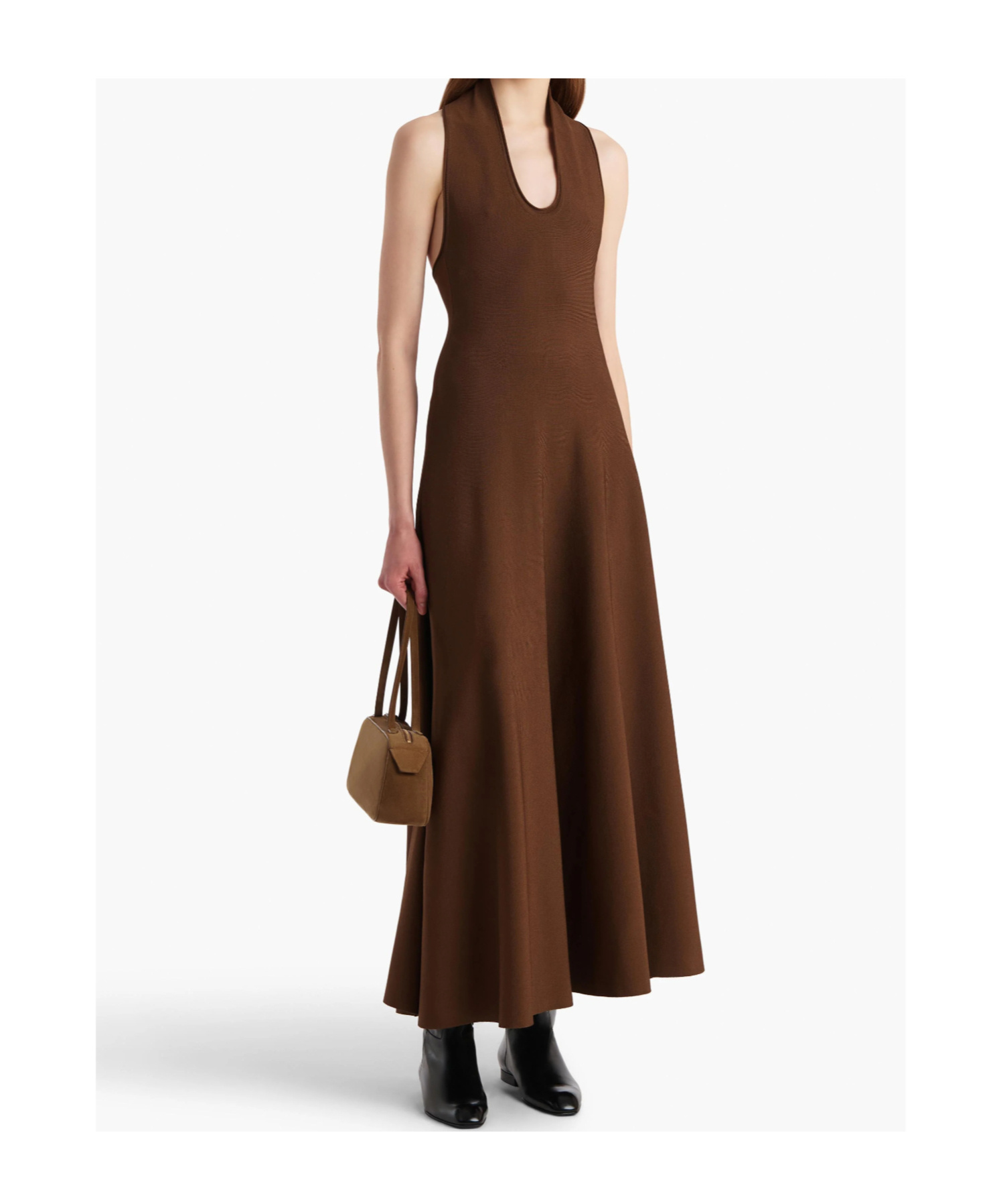 Khaite Halter Neck Dress In Brown