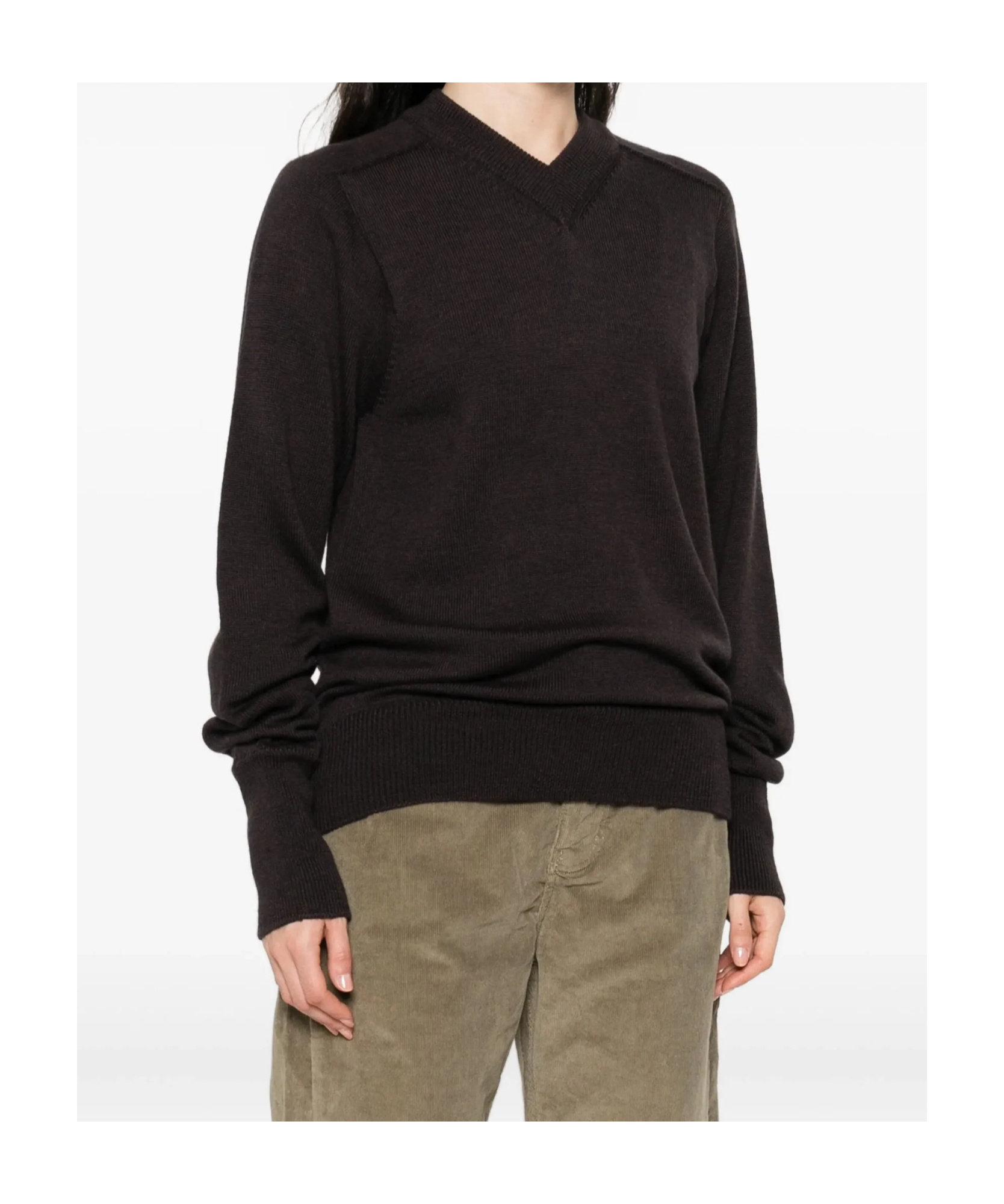 Studio Nicholson V-neck Merino-wool Sweater In Black