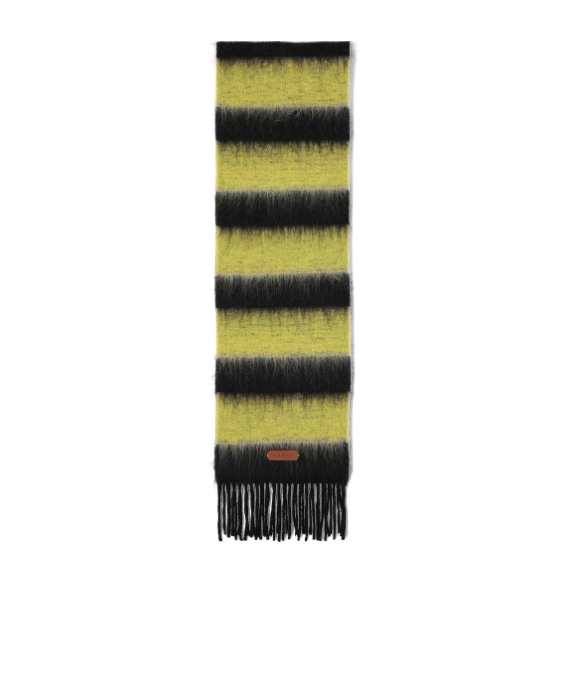 Marni Wool Blend Scarf With Striped Pattern And Fringe Detailing In Green