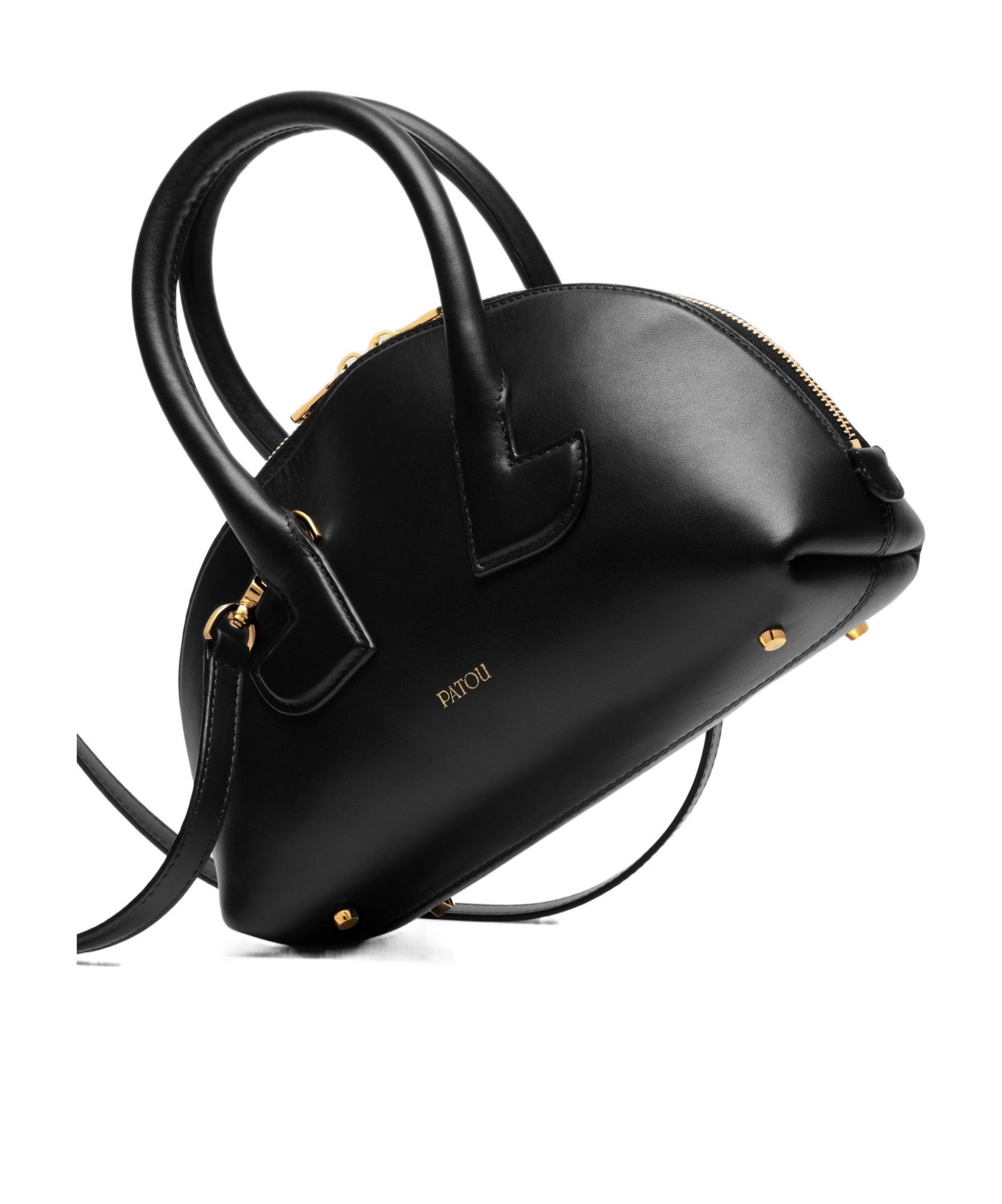 Patou Shoulder Bag Structured Detachable Strap In Black