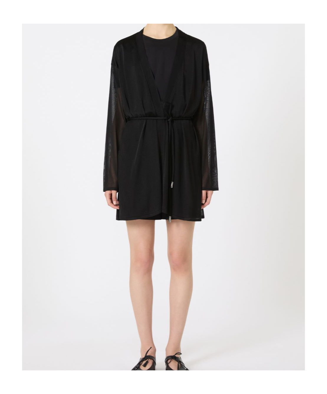 Max Mara Viscose Yarn Wrap Cardigan In Black