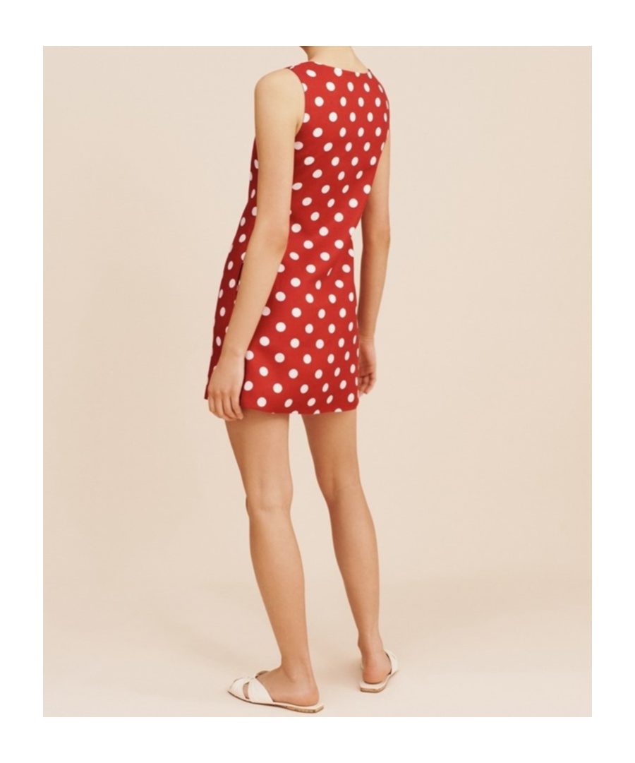 Posse Linen Polka-dot Mini Dress In Red