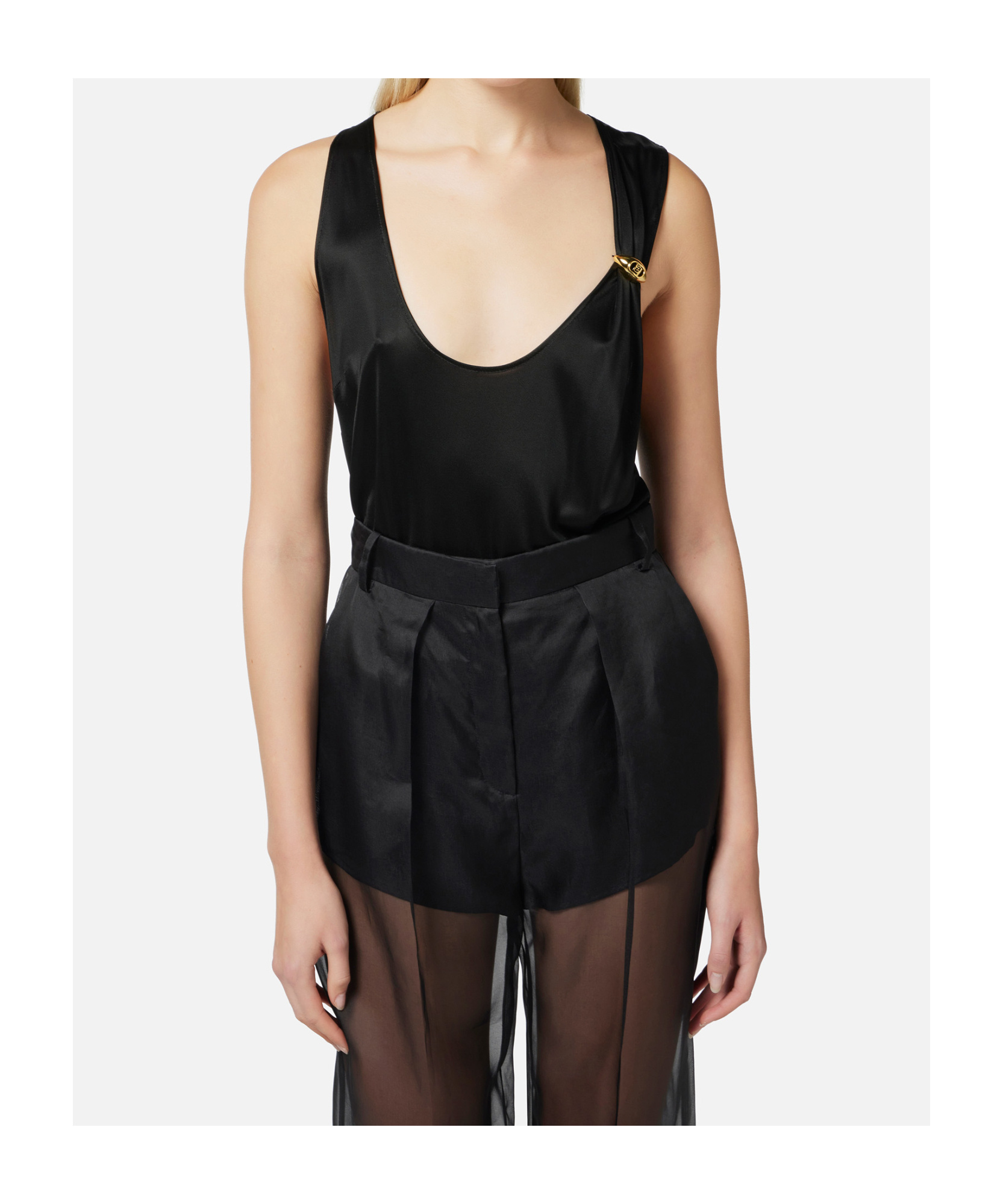 Elisabetta Franchi Shiny Knitted Vest In Black