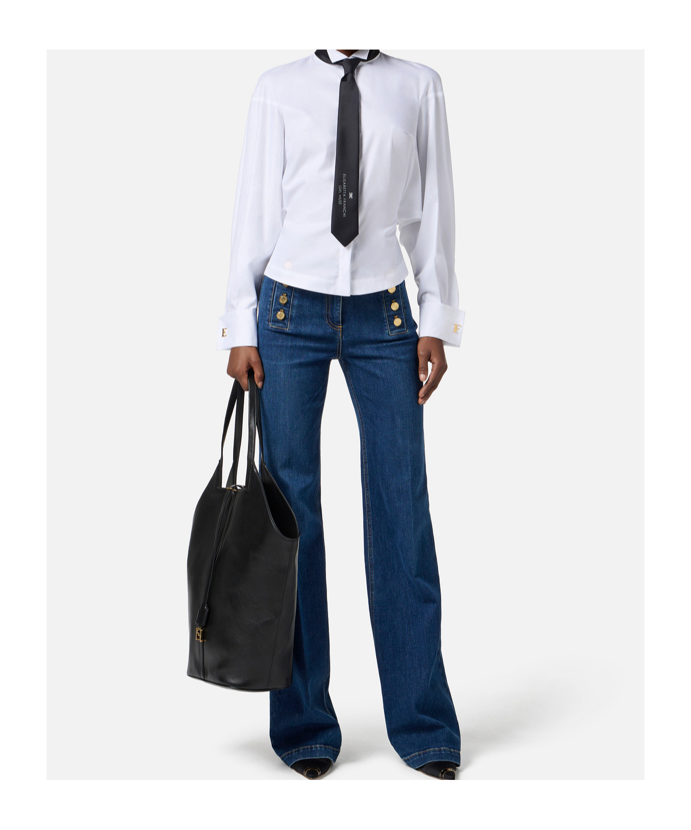Elisabetta Franchi Cotton Poplin Shirt With Tie