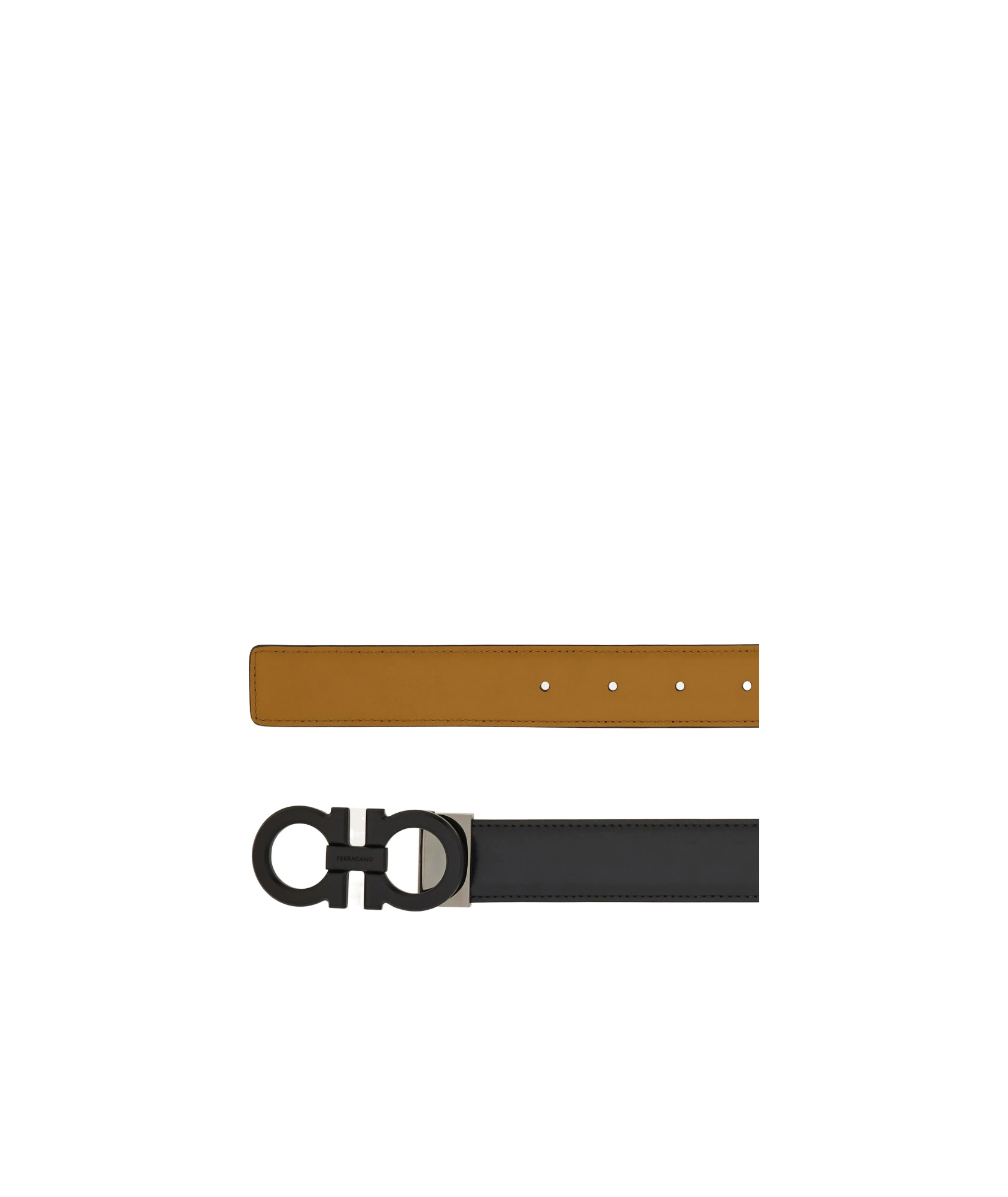 Shop Ferragamo Gancini Reversible Belt In Black