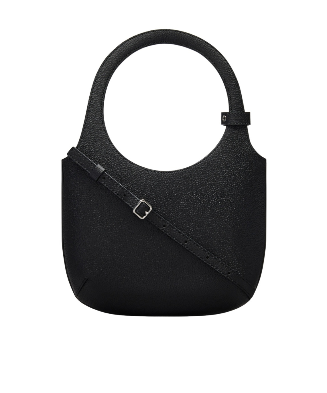 Courrèges Holy Grained Leather Tote Bag In Black