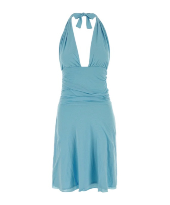 Gimaguas Mini Dress With Flared Skirt And Halter Neck In Blue