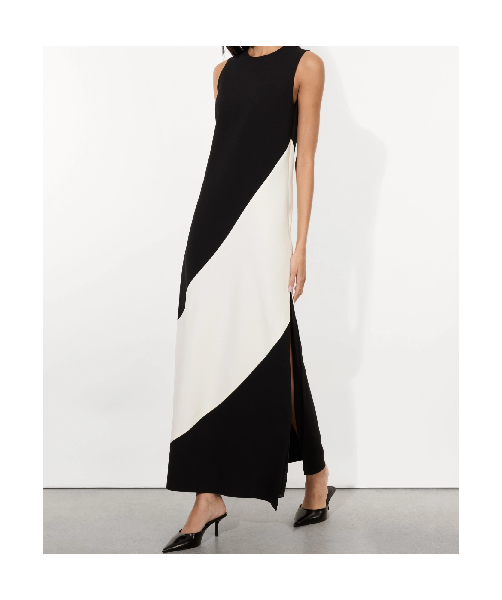 Alice And Olivia Kate Midi Dress In Black/off White