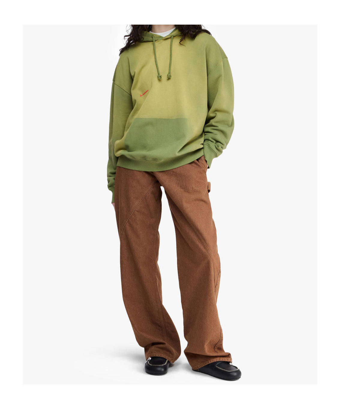 Jw Anderson Aged Logo Hoodie Featuring Drawstring Hood In Green