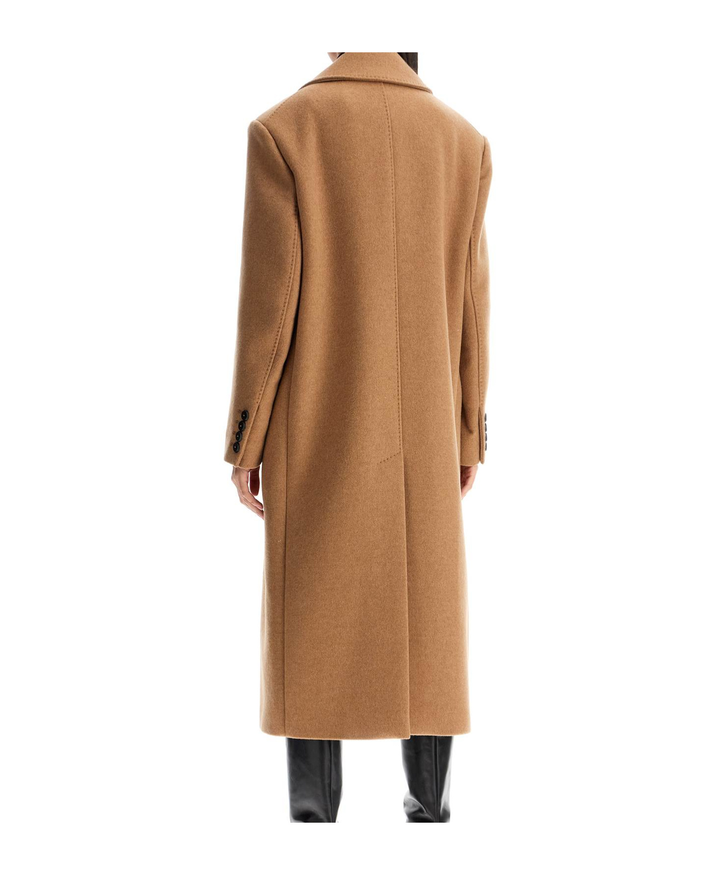 Max Mara Certo Double-breasted Long Coat In Nude