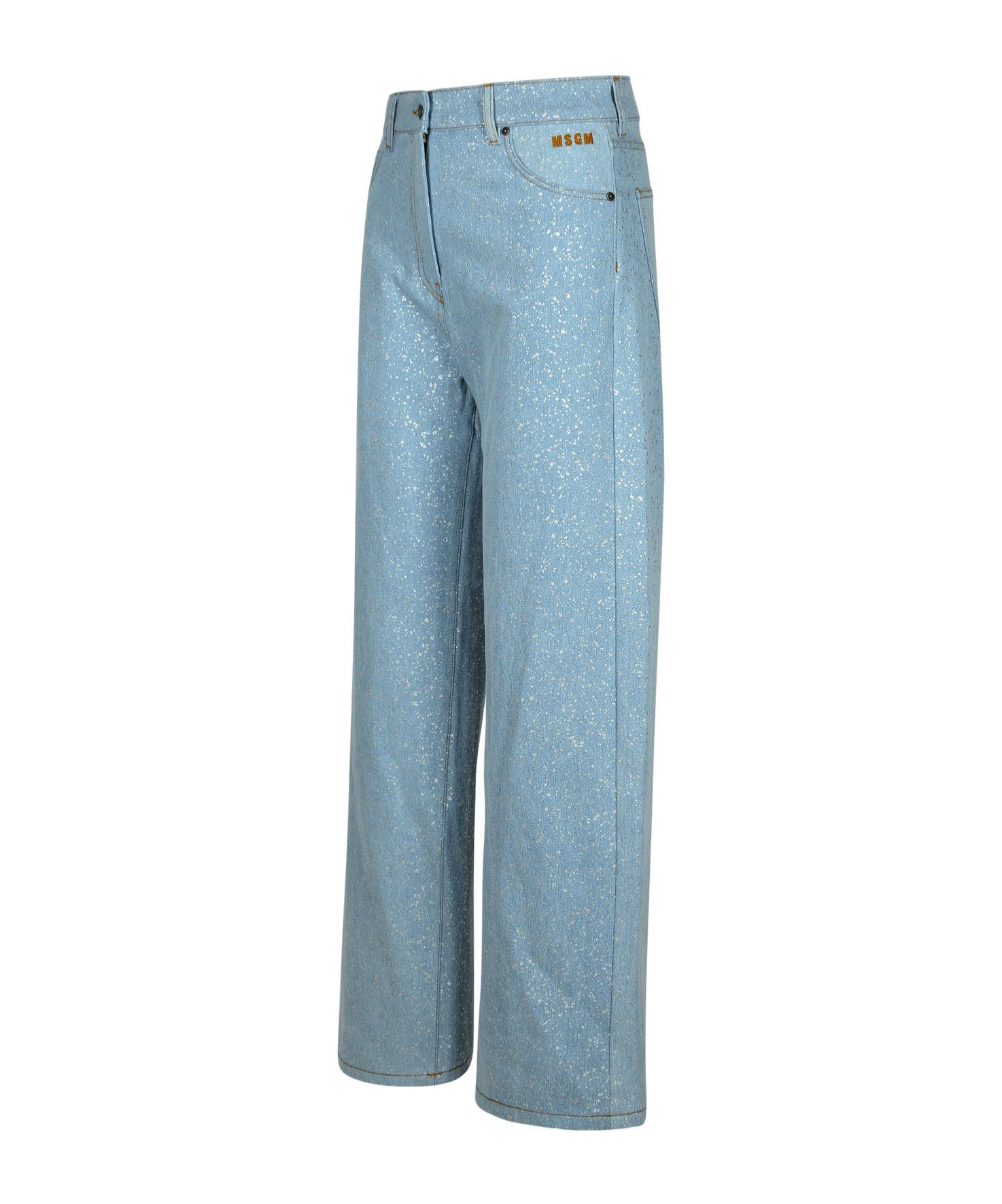 Msgm Logo-appliqué Wide-leg Jeans In Blue