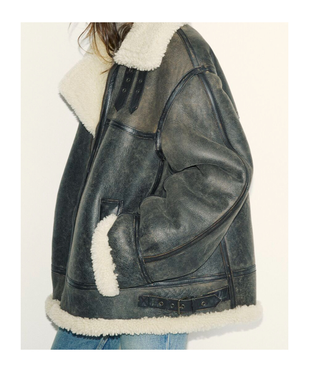 Shop Saint Laurent Aviator Jacket In Aged Leather And Shearling In Black