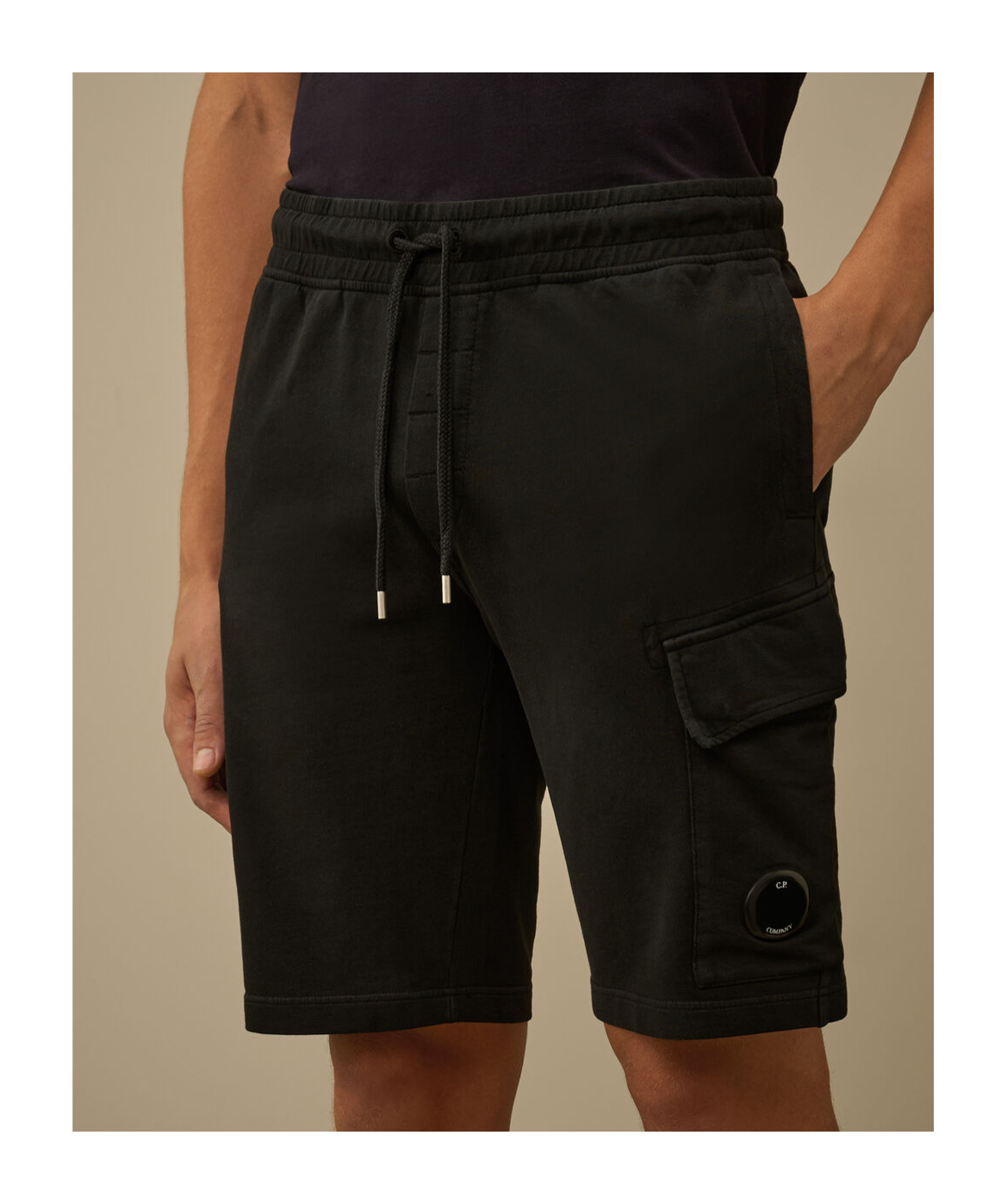 C.p. Company Relaxed Fit Cargo Shorts With Drawstring Waistband In Black