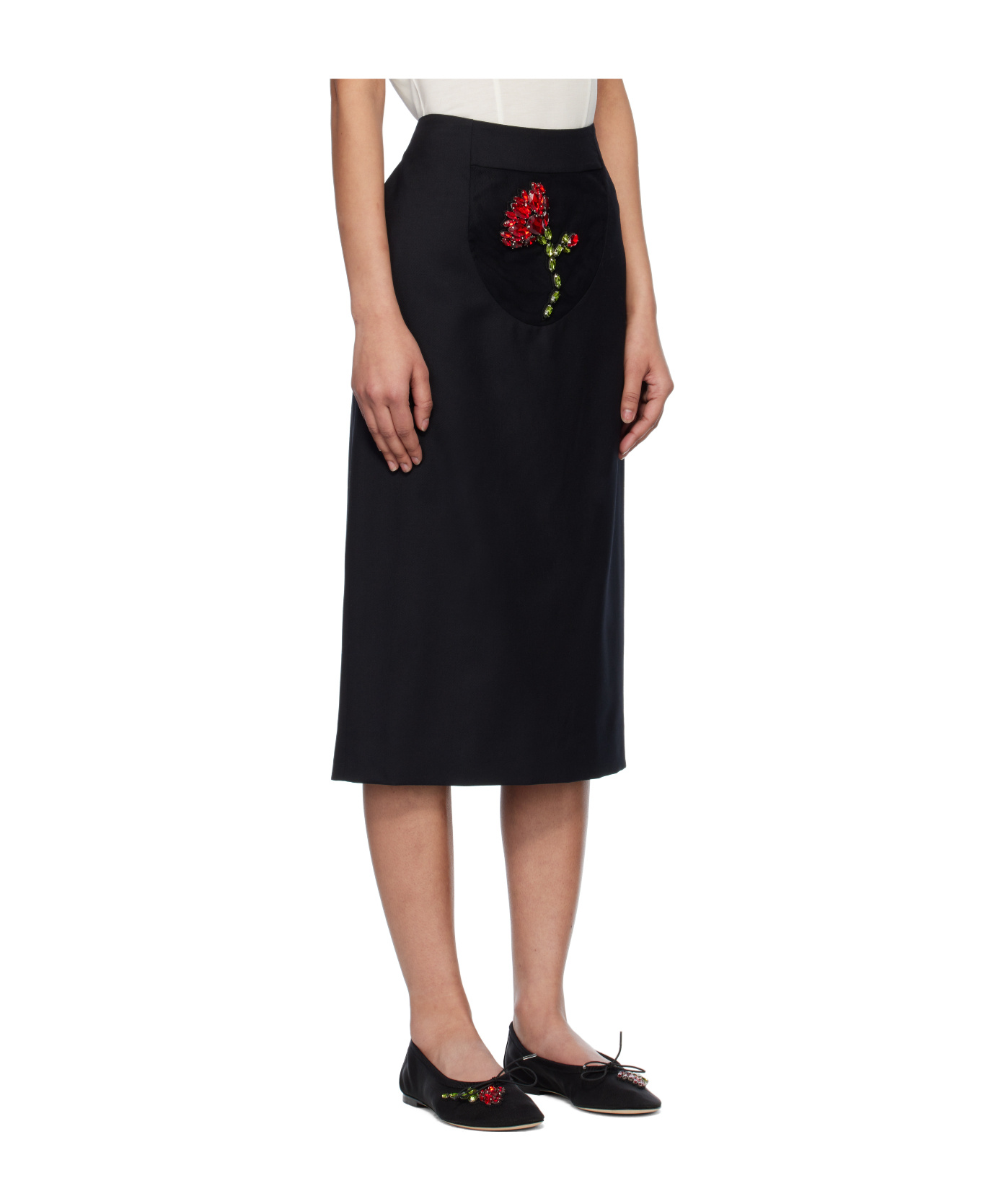 Simone Rocha Embellished Flower Peek-a-boo Skirt In Black