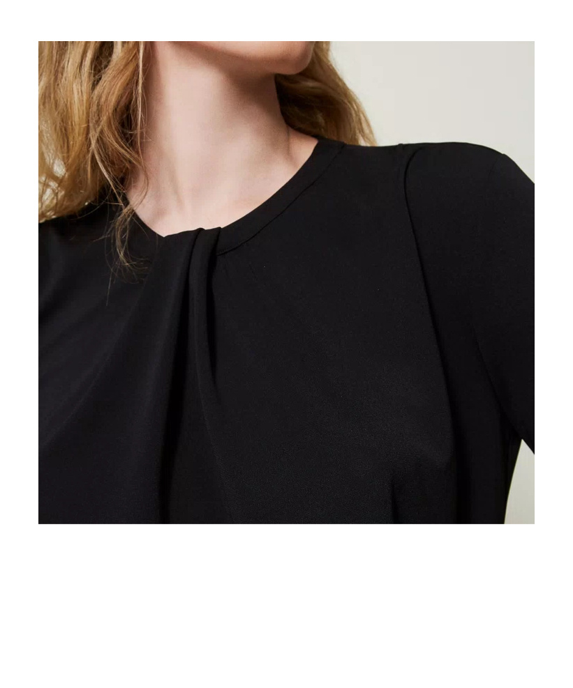 Shop Twinset Drape-detailing Jersey Blouse