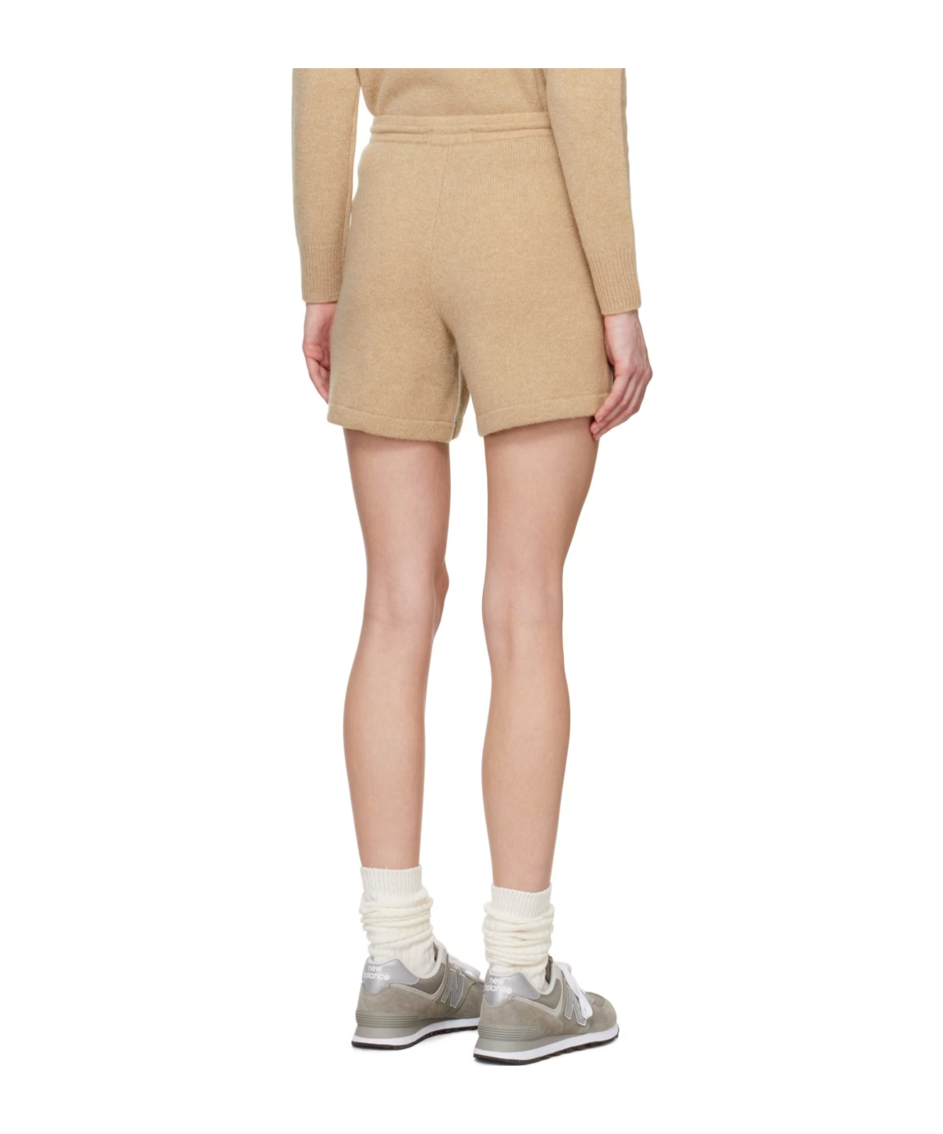 Sporty And Rich Vendome Logo-embroidered Cashmere Shorts In Brown