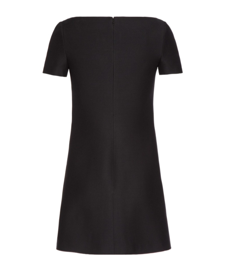 Valentino Crepe Couture Bow-embellished Minidress In Black