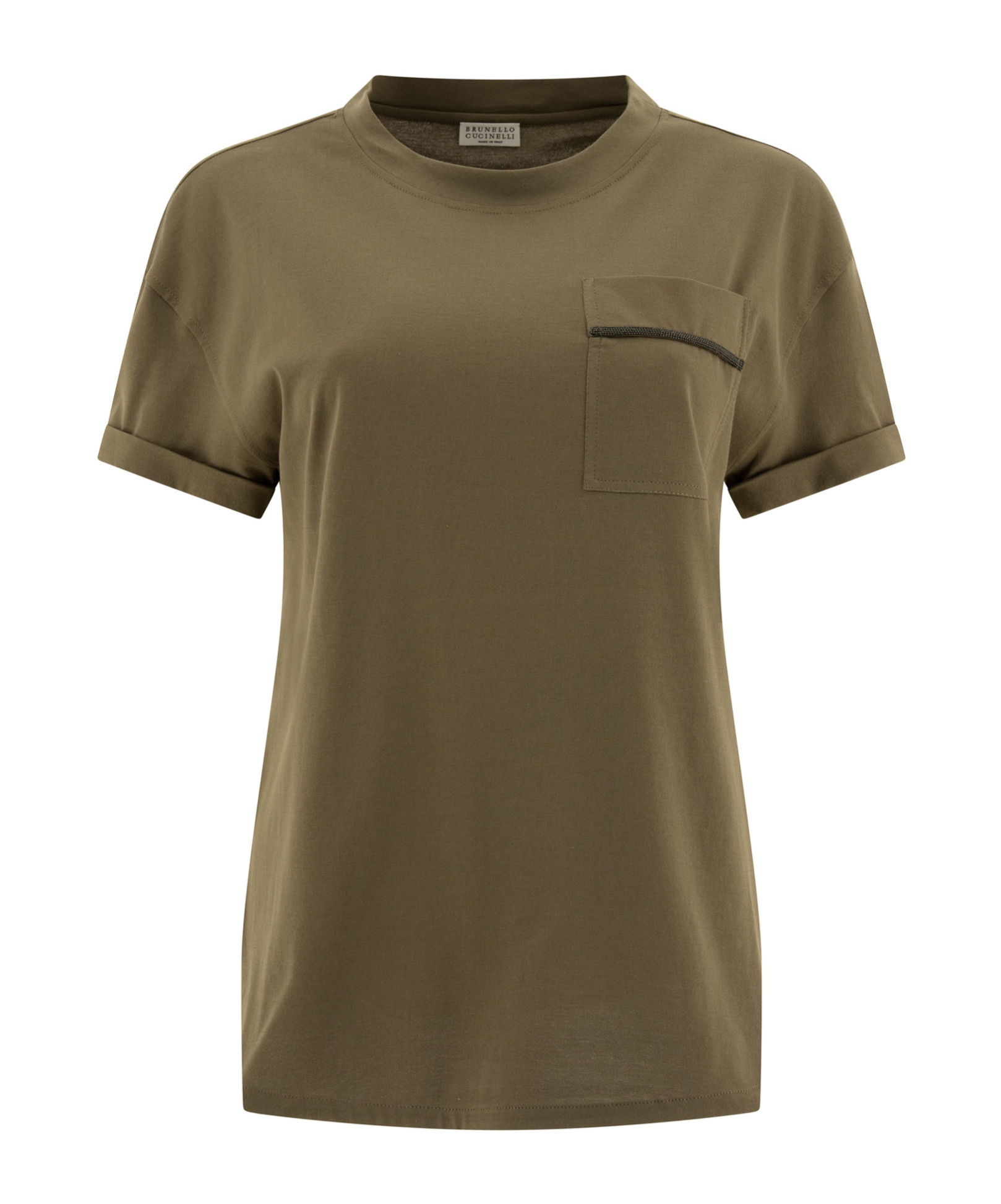Brunello Cucinelli Women's "shiny Pocket Detail" T-shirt In Green
