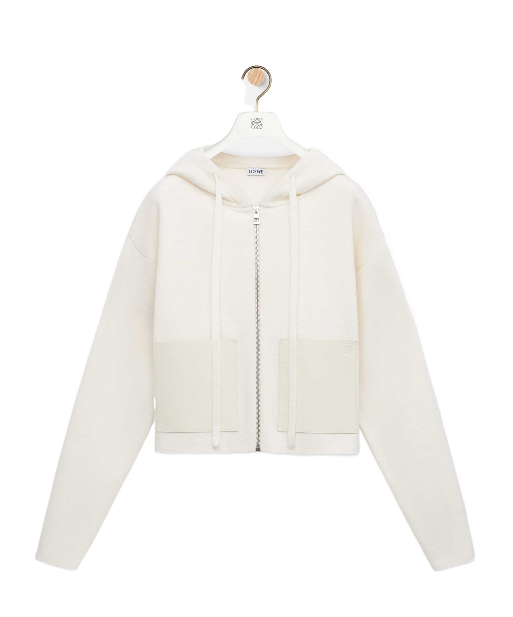 Loewe Zip-up Hoodie In Wool In White