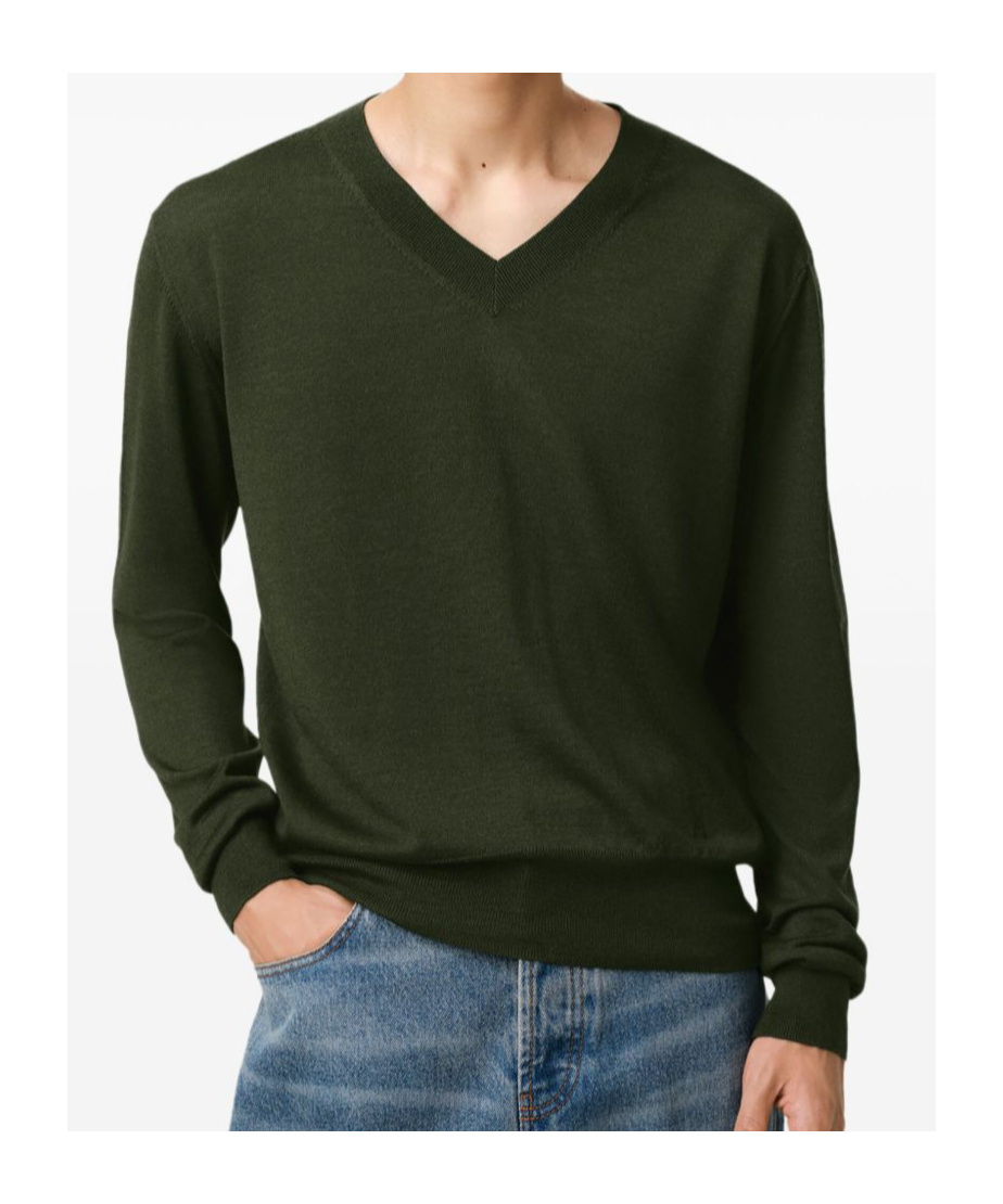 Ami Alexandre Mattiussi Slim Fit Knit Crewneck Sweater In Green