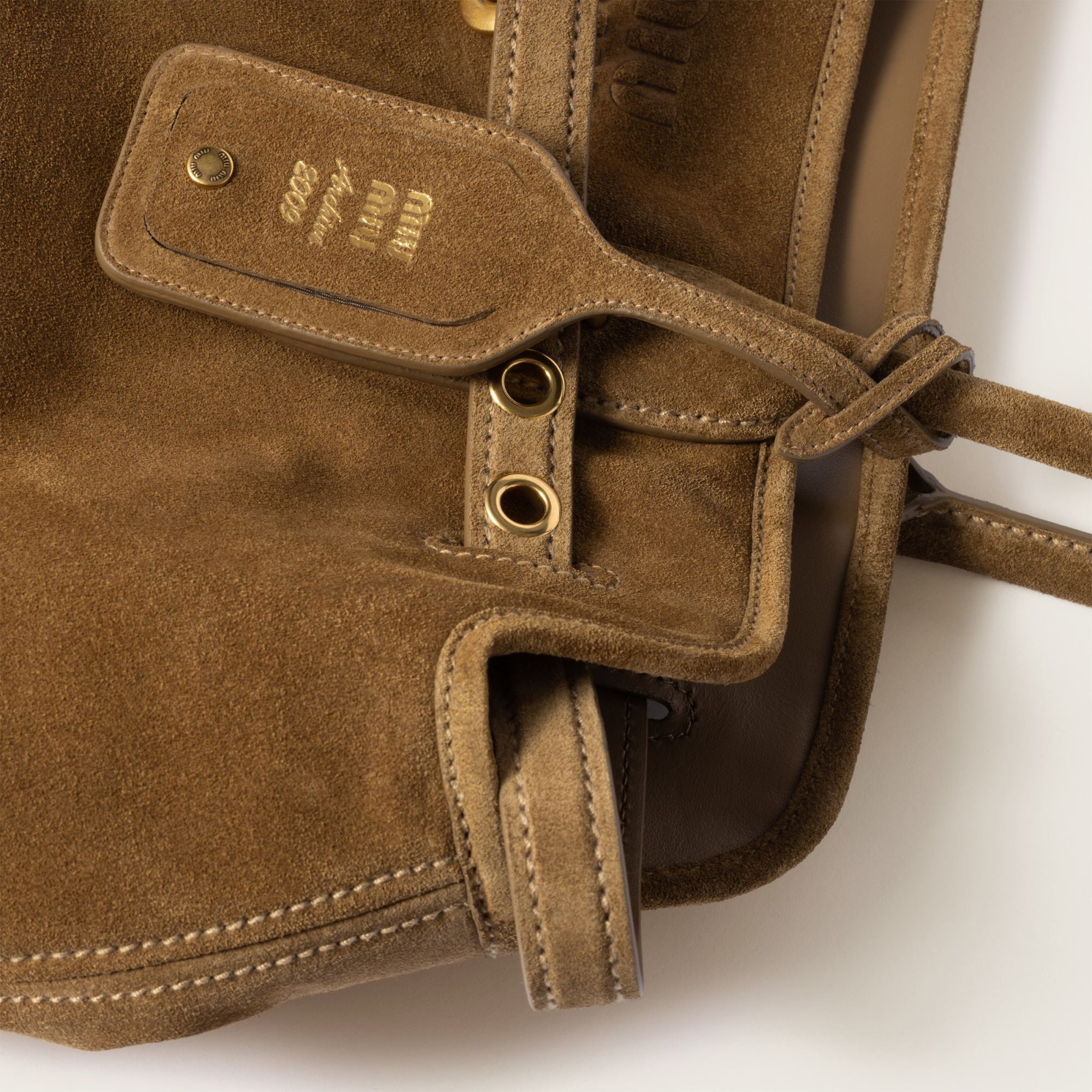 Miu Miu Suede Aventure Top-handle Bag In Olive Green