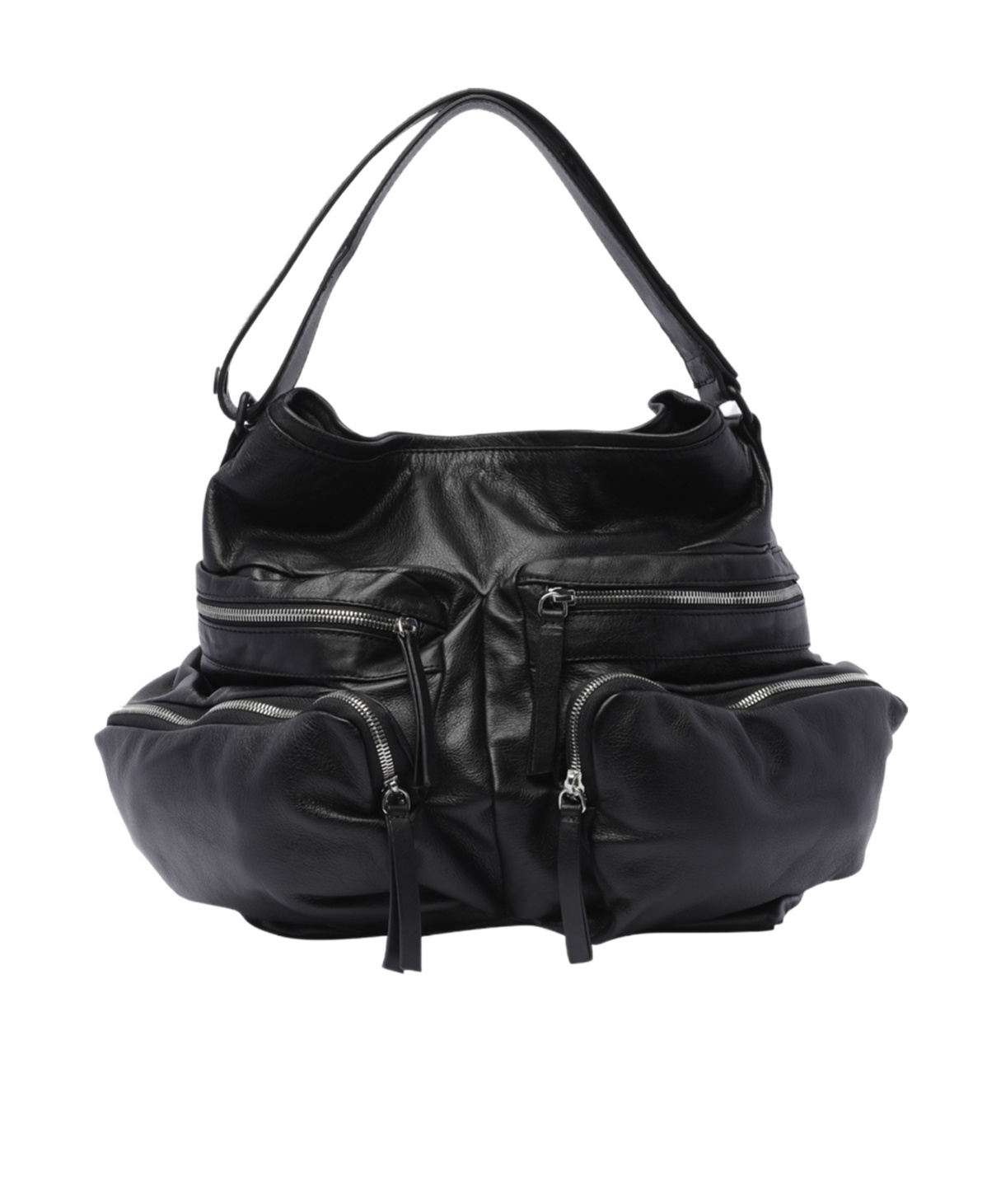 Vic Matie Leather Shoulder Bag In Black