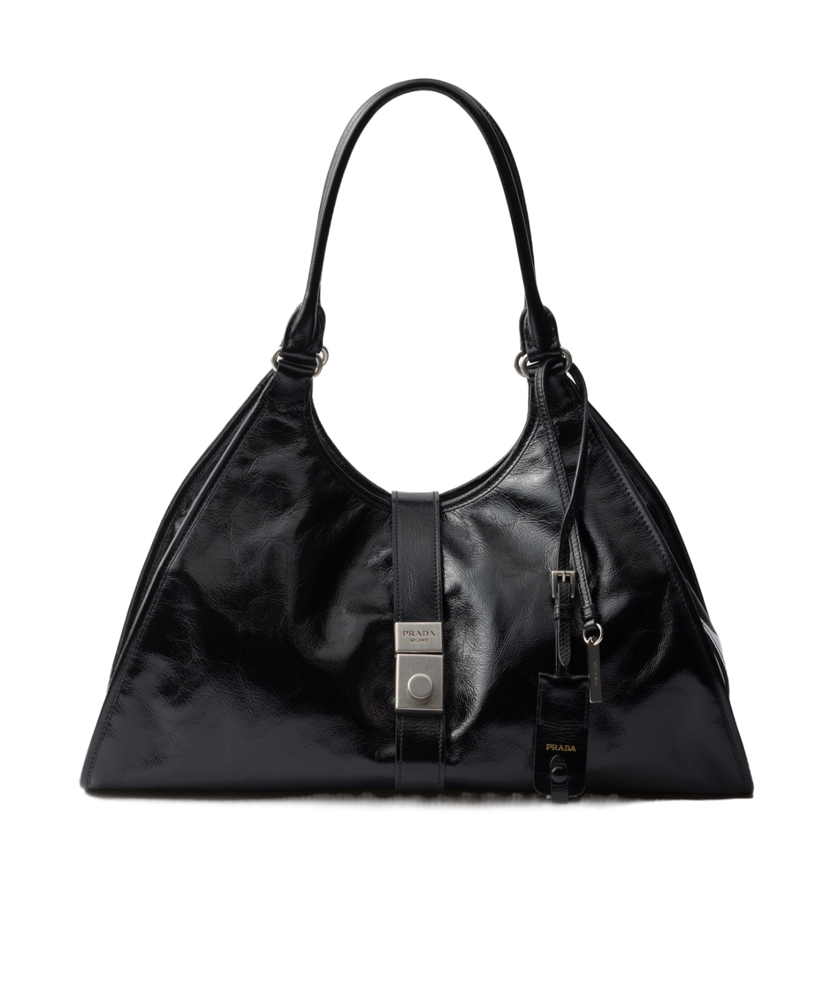 Prada Borsa Shopping Media In Pelle Nera Donna In Black